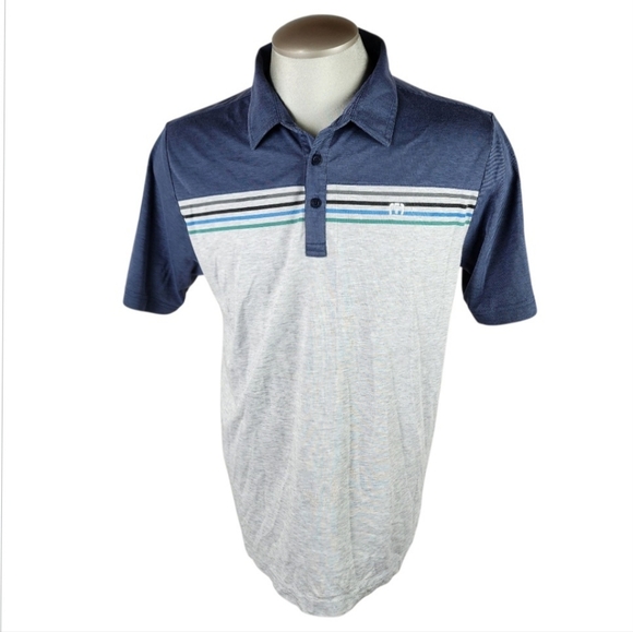 Travis Mathew Polo Shirt Chillie Willies Heather Gray Navy Size Large - Picture 3 of 15